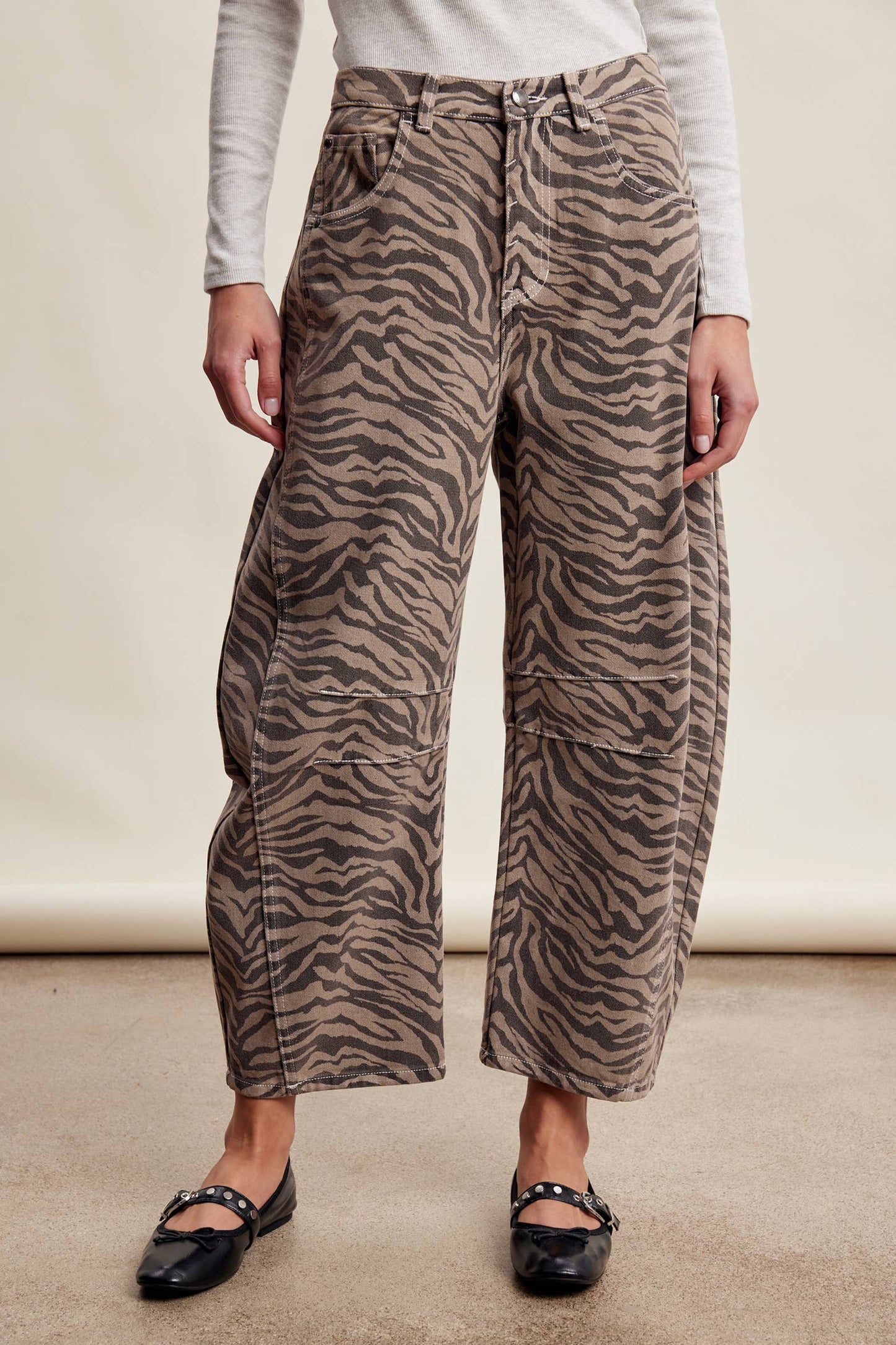 Zebra Print Barrel Jeans LP0260
