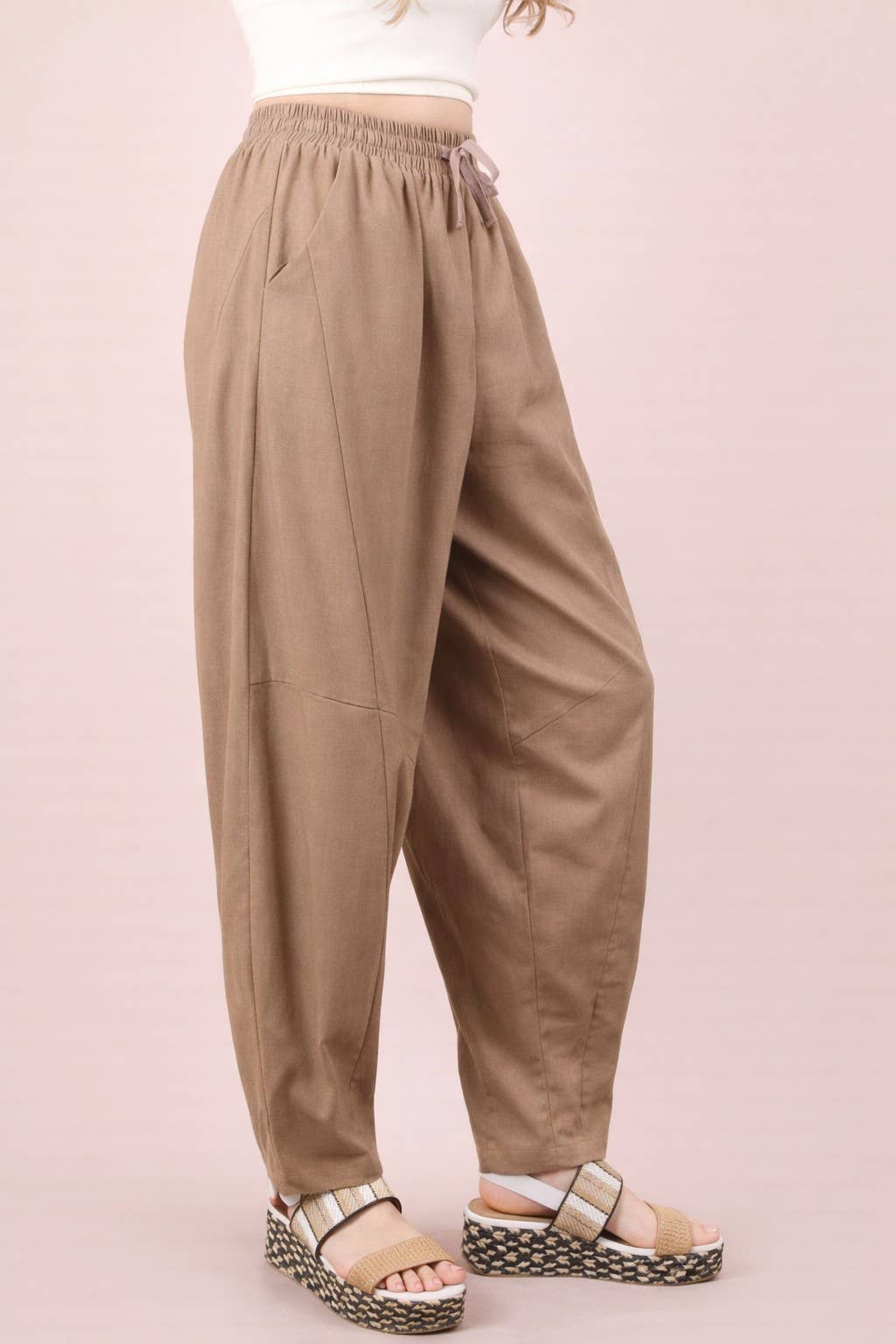 Solid Barrel Comfy Woven Pants