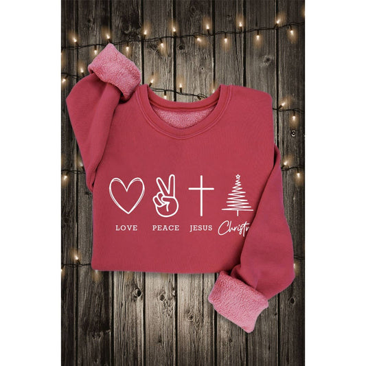 LOVE PEACE JESUS CHIRSTMAS MINERAL GRAPHIC SWEATSHIRTS