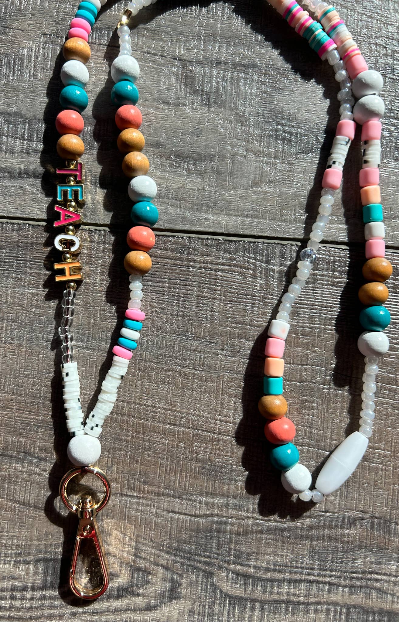 Teach Colorful Beaded Lanyard with Breakaway Clasp