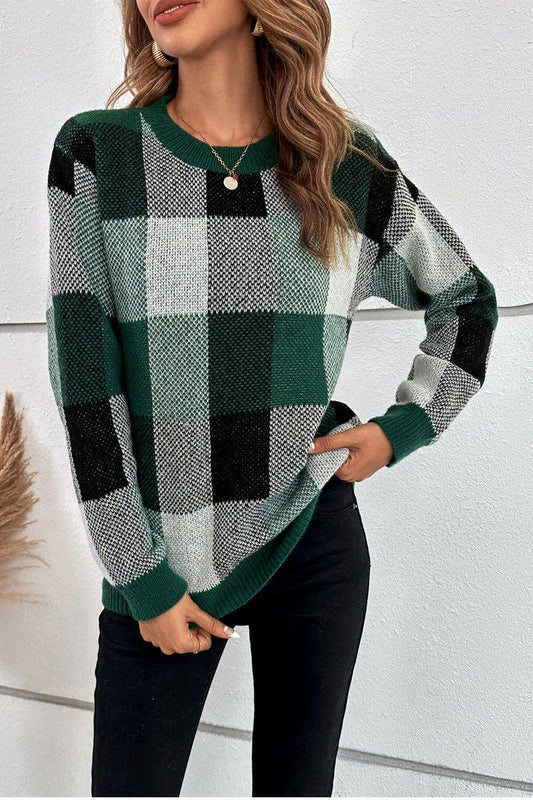 Cozy Chic Plaid Knit Pullover