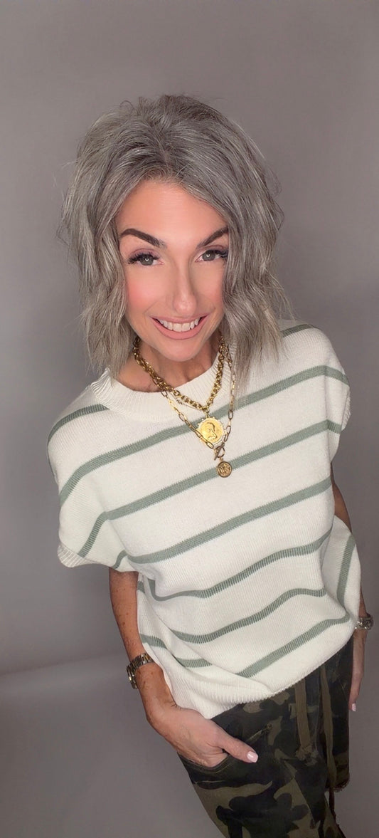 Striped Crew Neck Knit Top