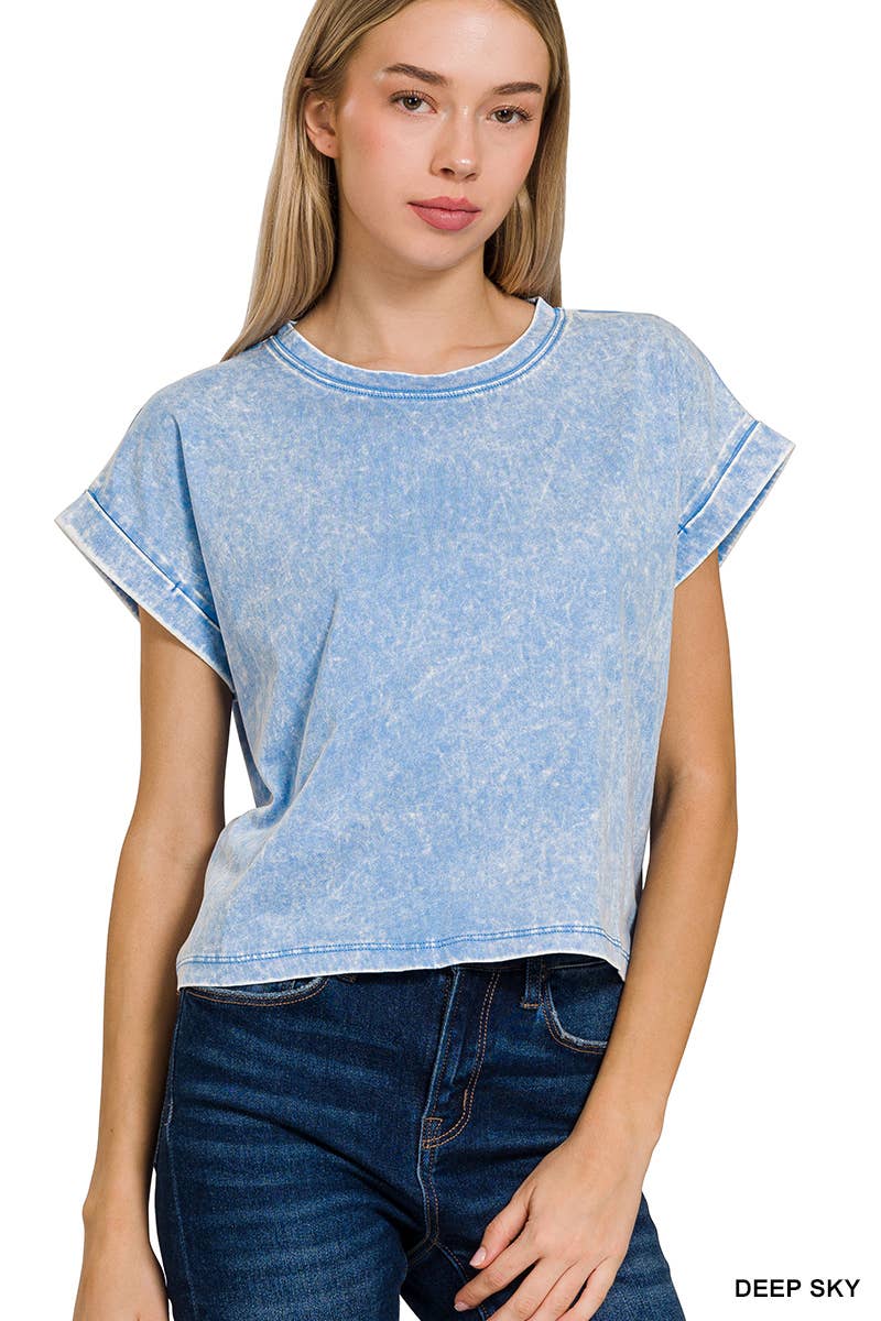 Washed Cotton Short Sleeve Top - Zenana