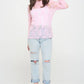 Floral print lace long sleeves top KRT1739