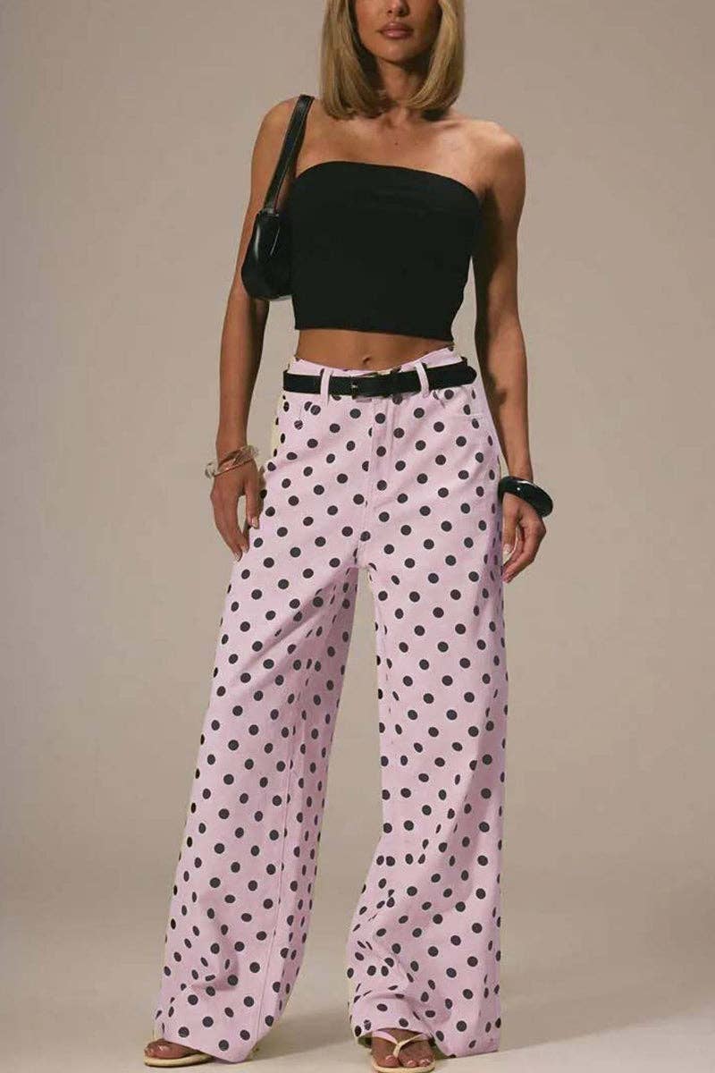 Polka Dot Wide Leg Jeans