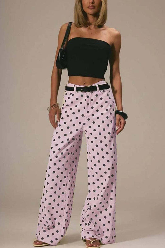 Polka Dot Wide Leg Jeans
