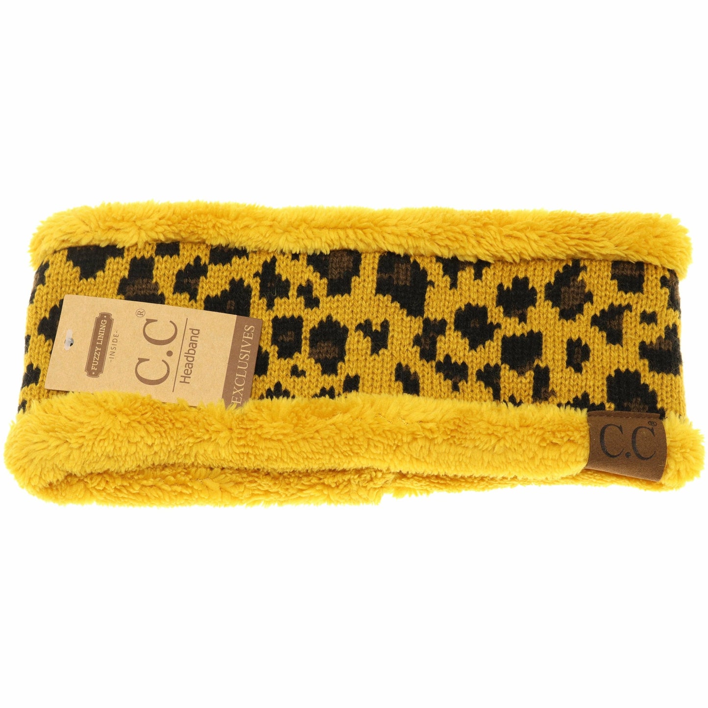 Leopard Print CC Fashion Headband with Fuzzy Lining