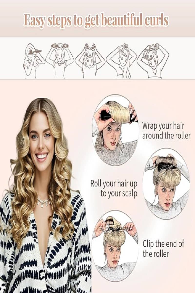 Satin Heatless Hair Curler Curling Flexi Rods Pack