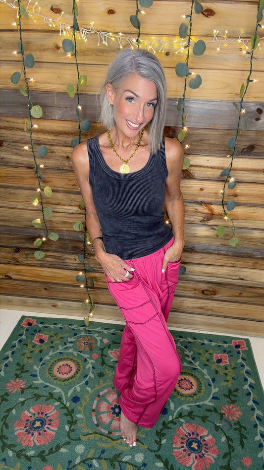 Simple Drawstring Mid-Waist Causal Pants