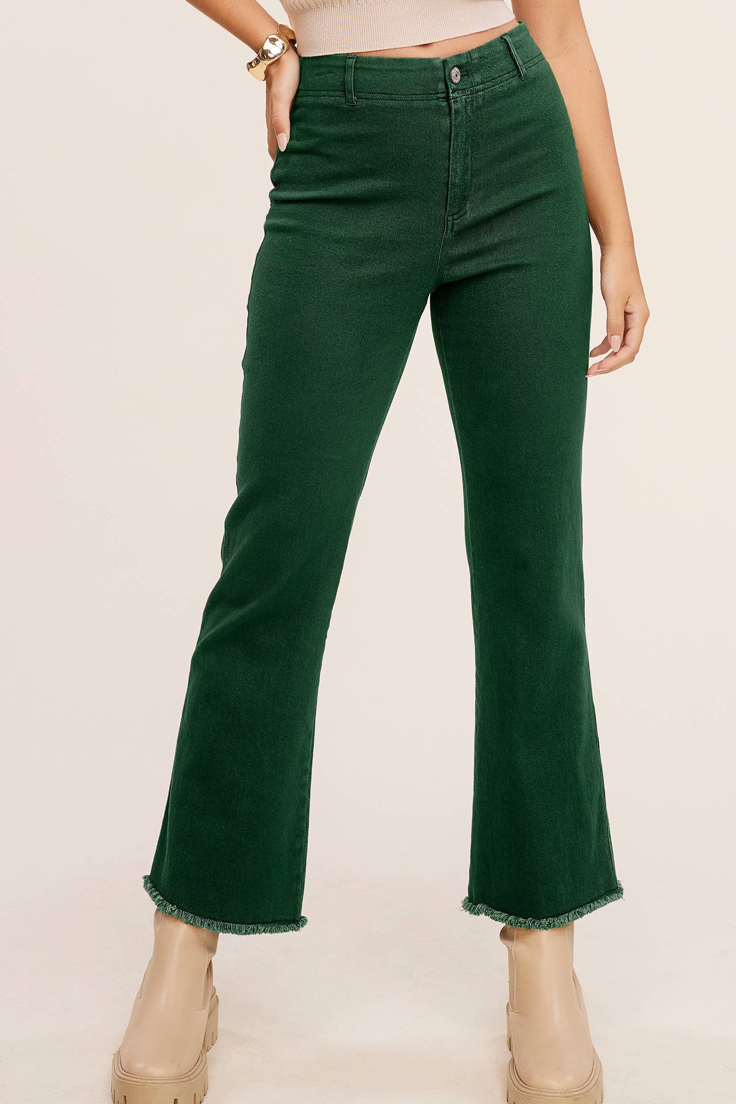 Soft Washed Stretchy High Waisted Flare Pants: Red / L