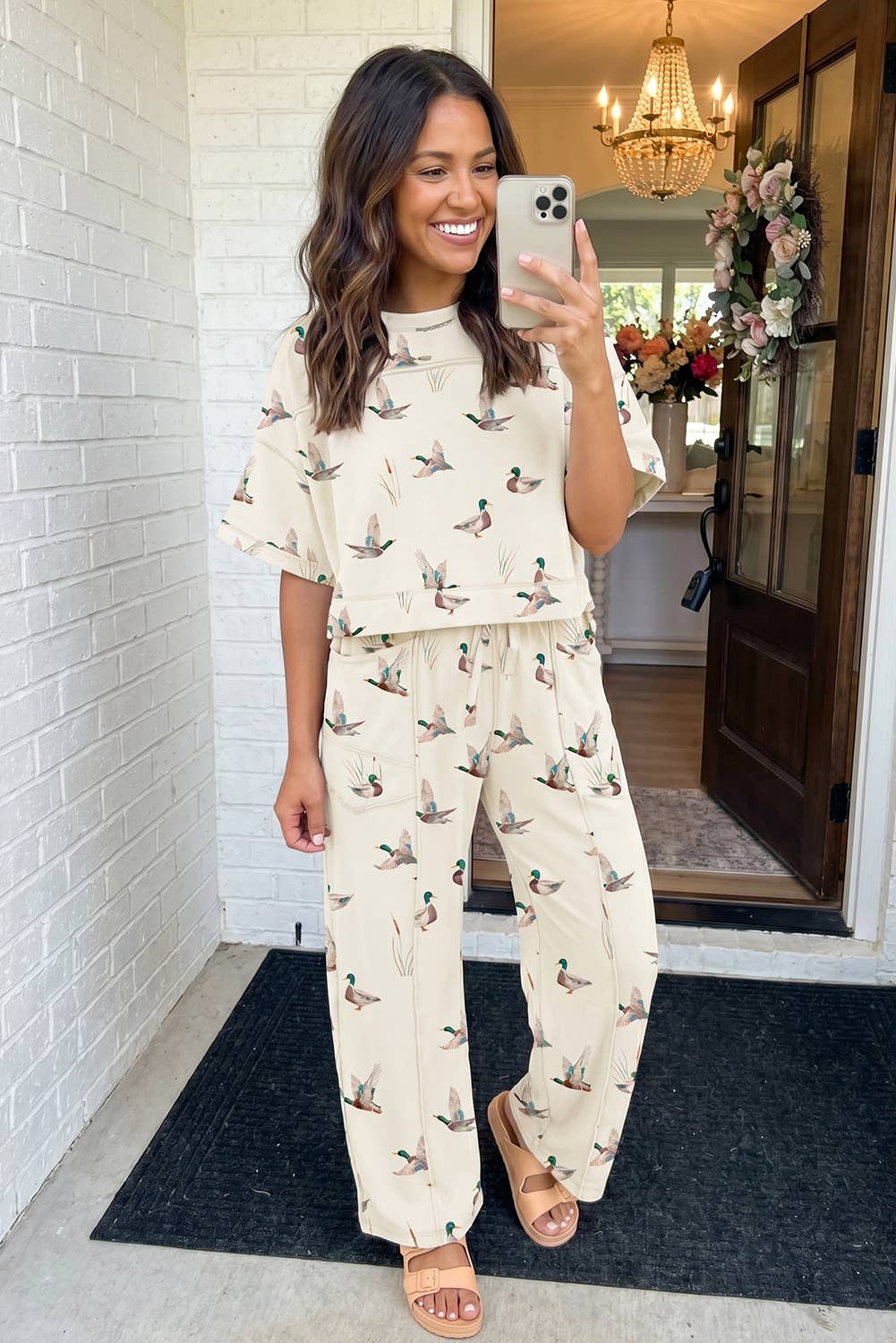 LAS Mallard Cropped Tee Drawstring Pants Set