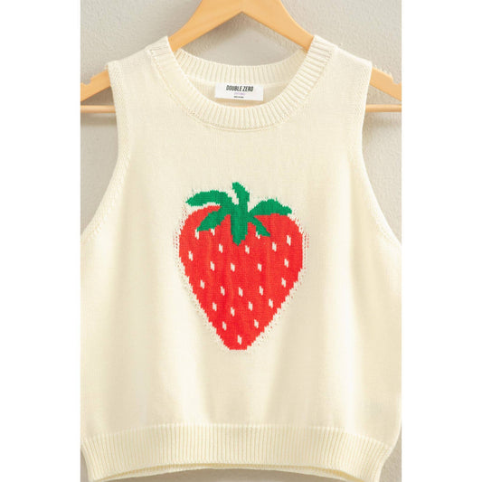 Strawberry Sleeveless Knit Top