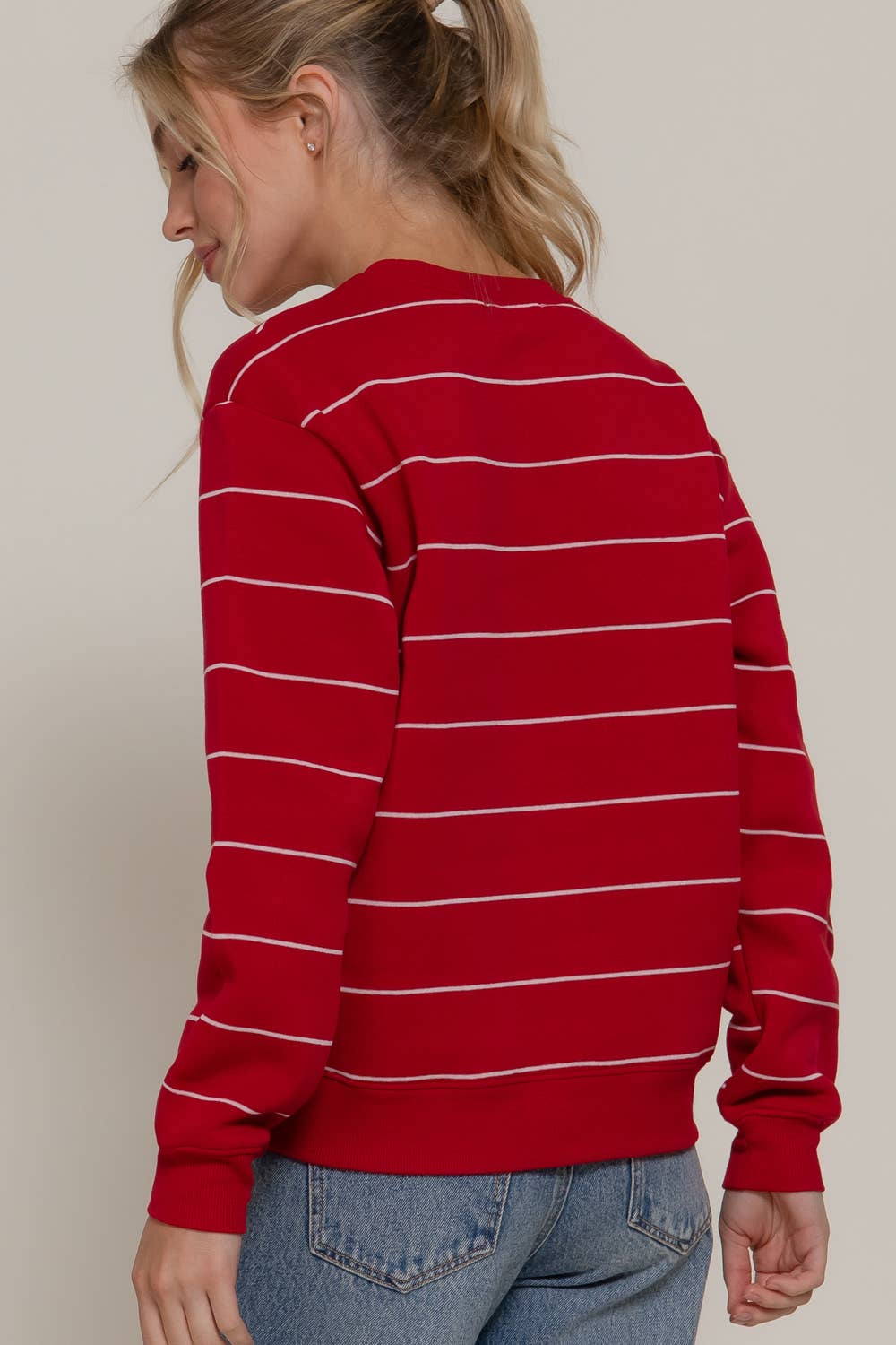Long Sleeve Engineer Stripe Inner Fleece Sweatshirt