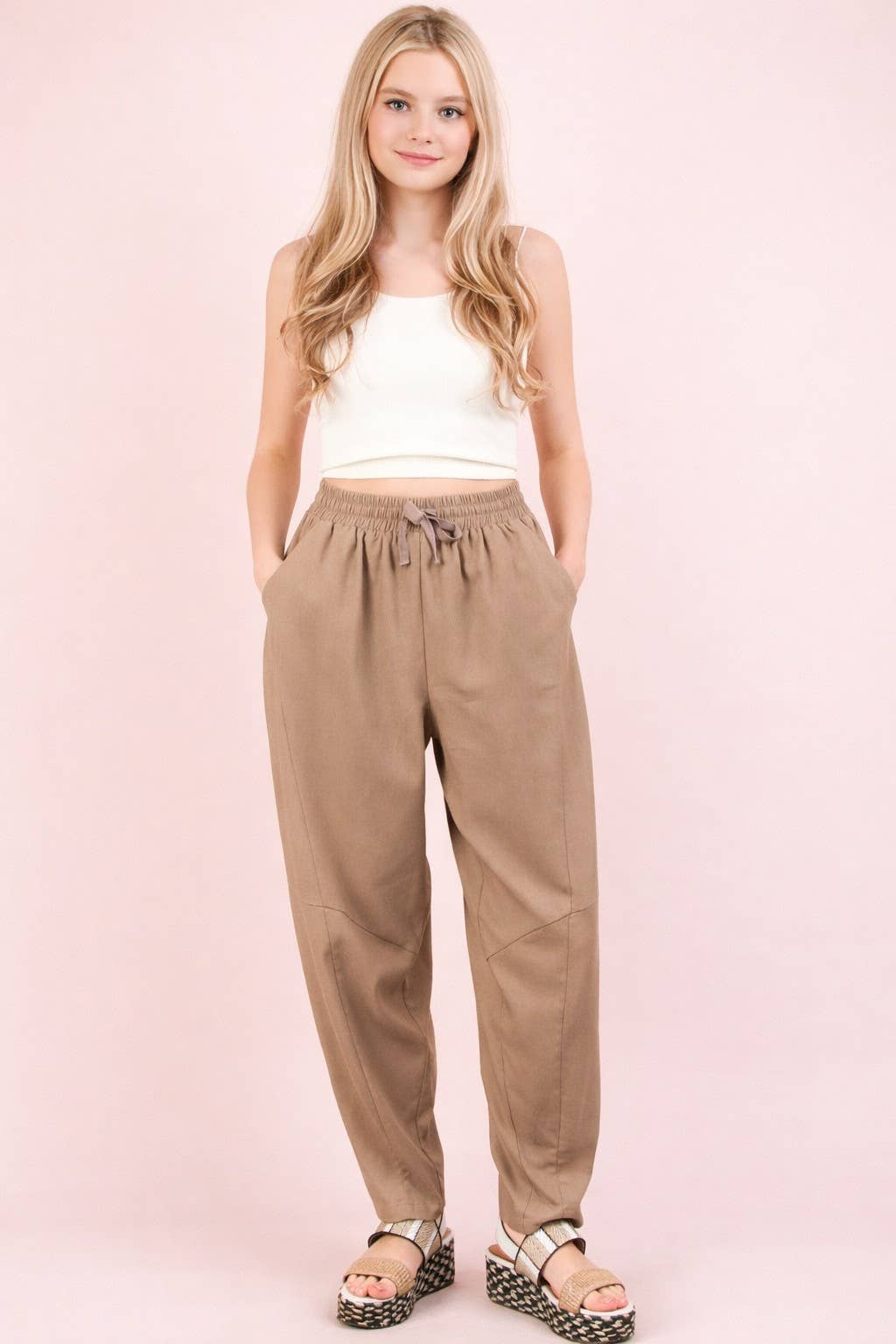 Solid Barrel Comfy Woven Pants