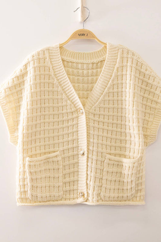 Waffle Texture Crop Cardigan