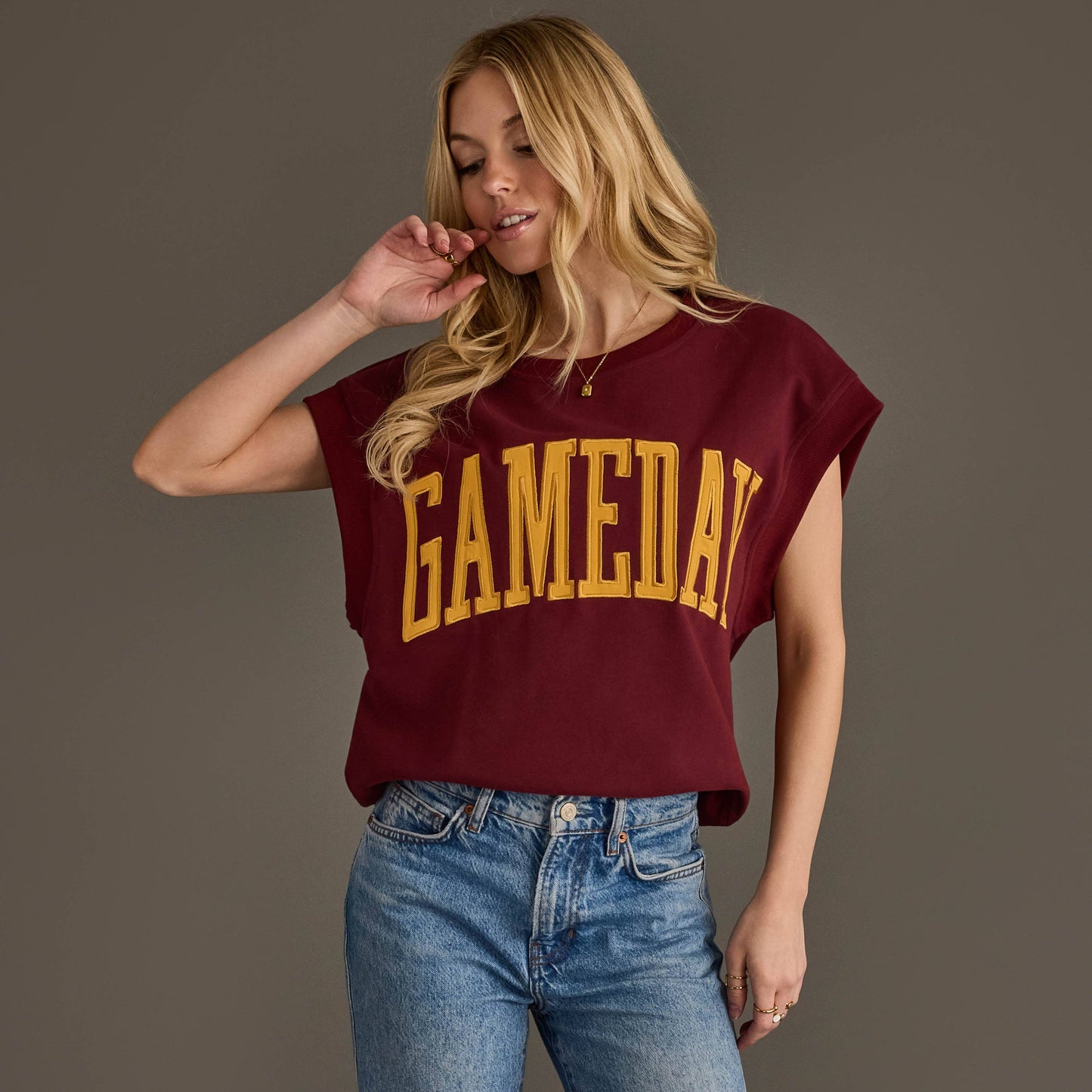 Maroon & Gold Game Day Short Sleeve Sweatshirt