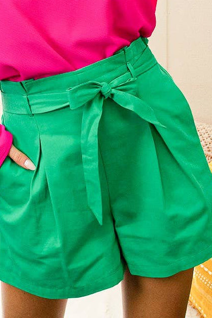 High-Rise Waist Tie 100% Cotton Shorts