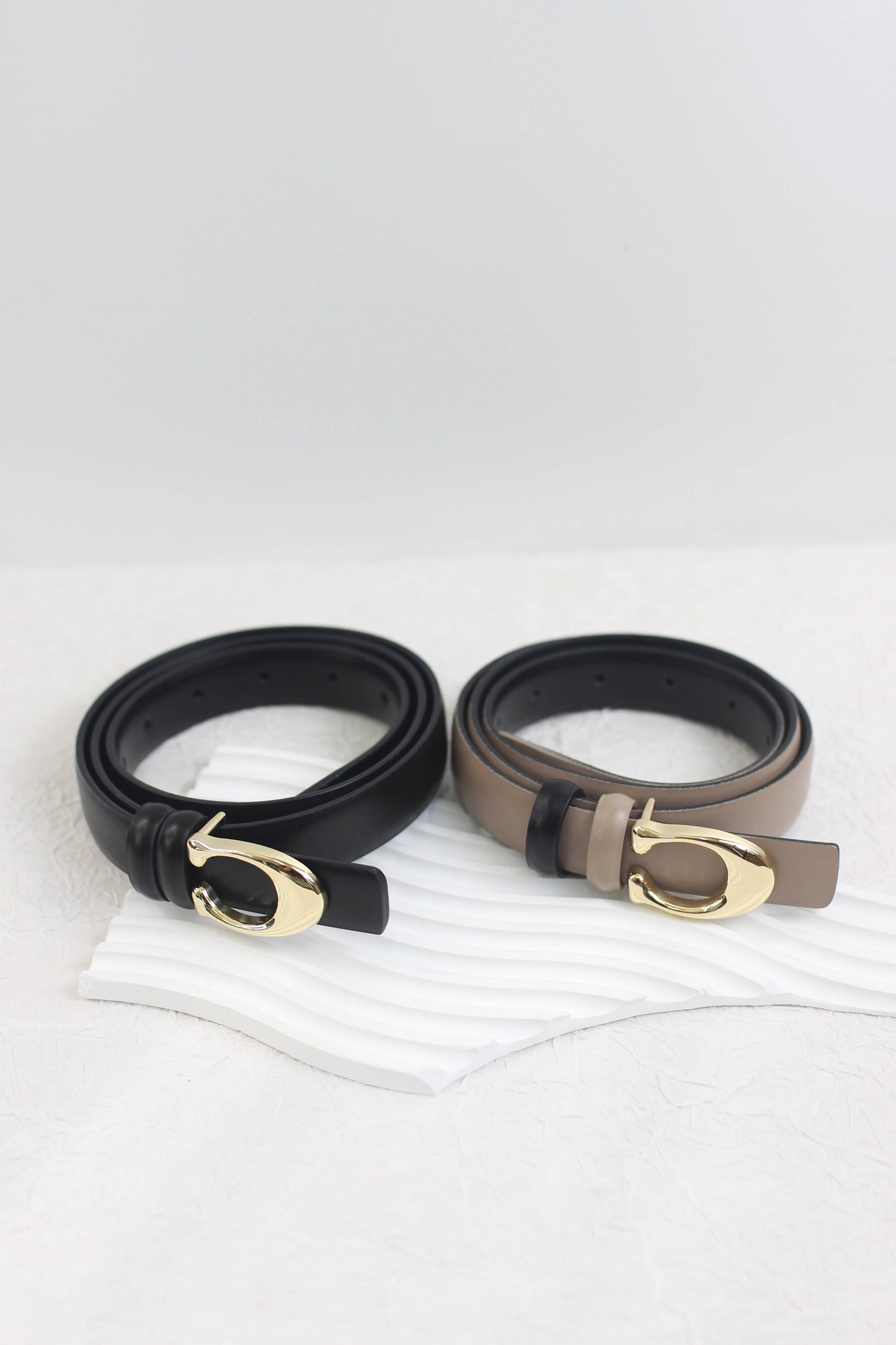 -  Sleek Leather Belts with Gold-Tone Buckle