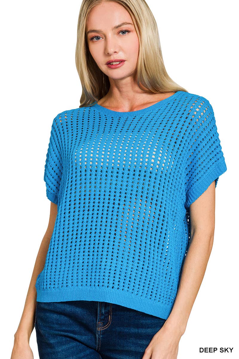 Viscose Crochet Knit Sheer Hollow Sweater