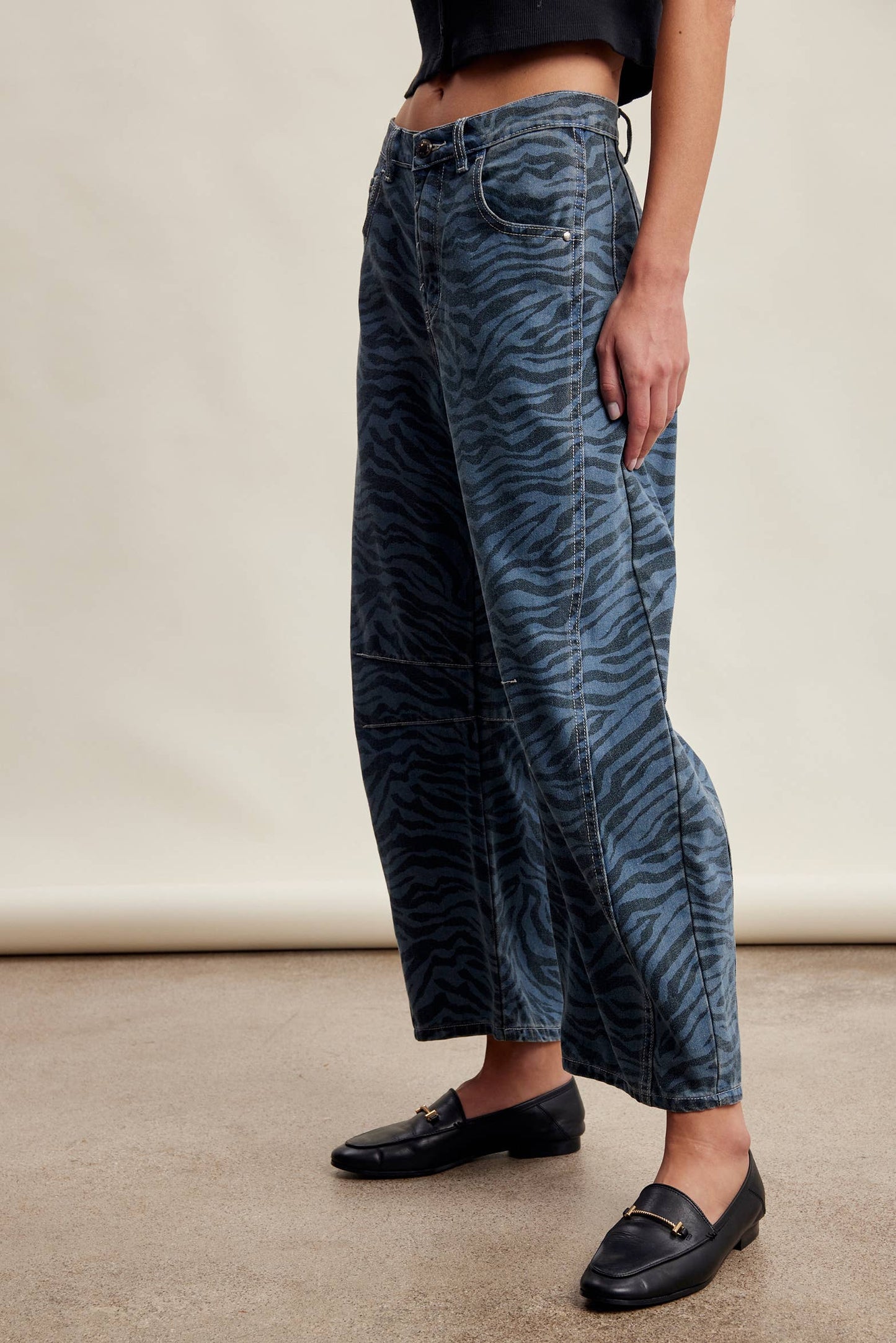 Zebra Print Barrel Jeans LP0260