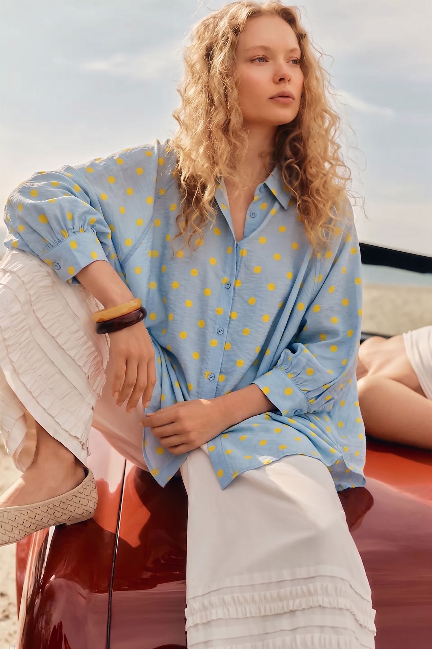 Button Front Polka Dot Shirt