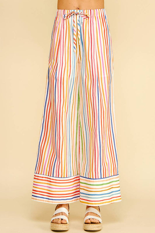 RAINBOW STRIPE WIDE LEG PANTS -