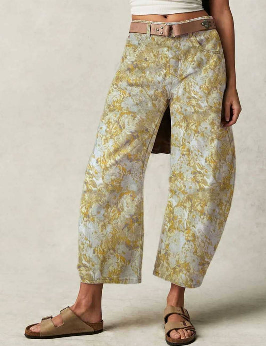 Ladies Barrel Print Jeans Daily Denim Pants SKP5KC67