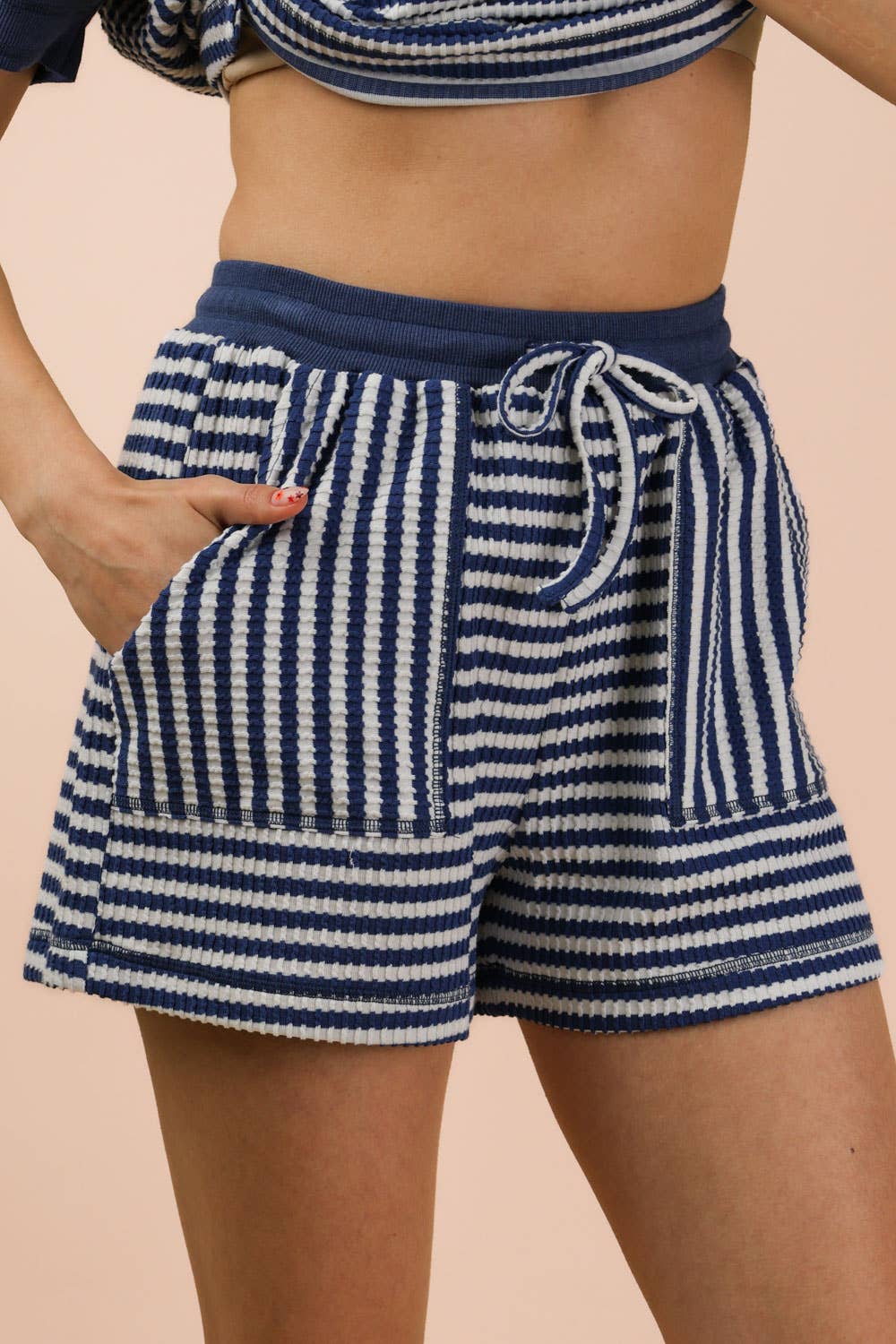 Striped Comfy Knit Top & Shorts Set