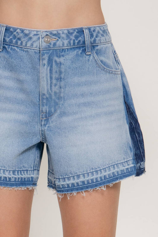 Color Block Denim Shorts