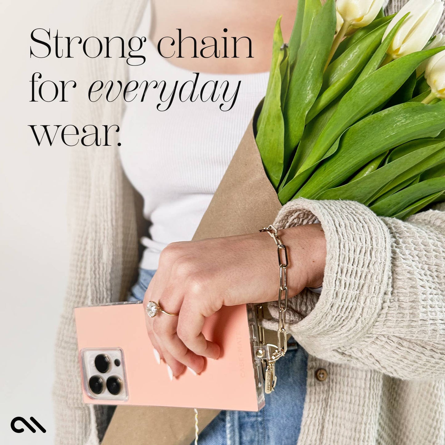 Chunky Chain Phone Charm Wristlet (Gold)