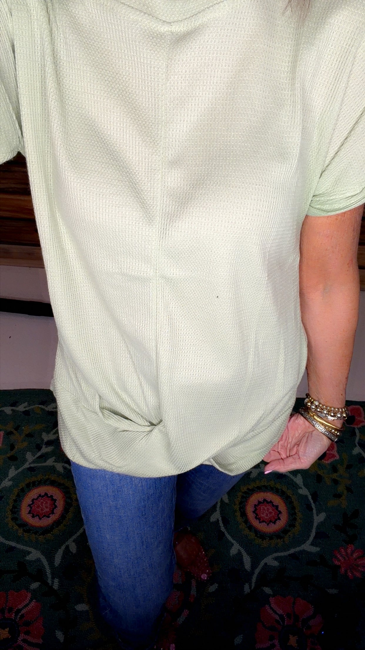 Solid Color Round Neck Twist Short Sleeve T-Shirt