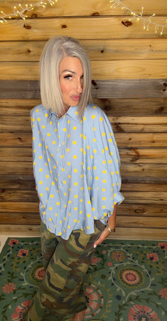 Button Front Polka Dot Shirt
