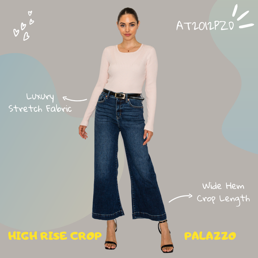 HIGH RISE CROPPED PALAZZO JEANS