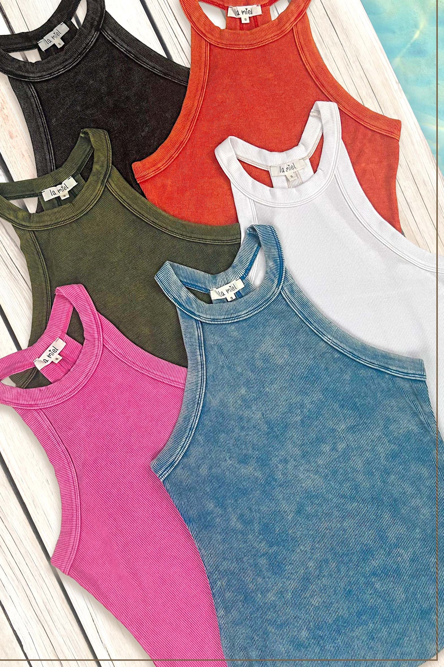Mineral Washed Y Back Lightweight Stretchy Tank Top