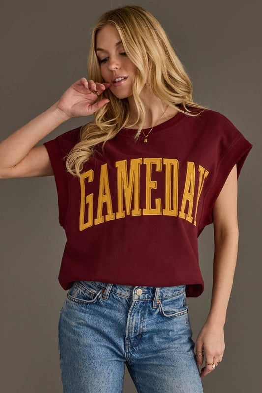 Maroon & Gold Game Day Short Sleeve Sweatshirt