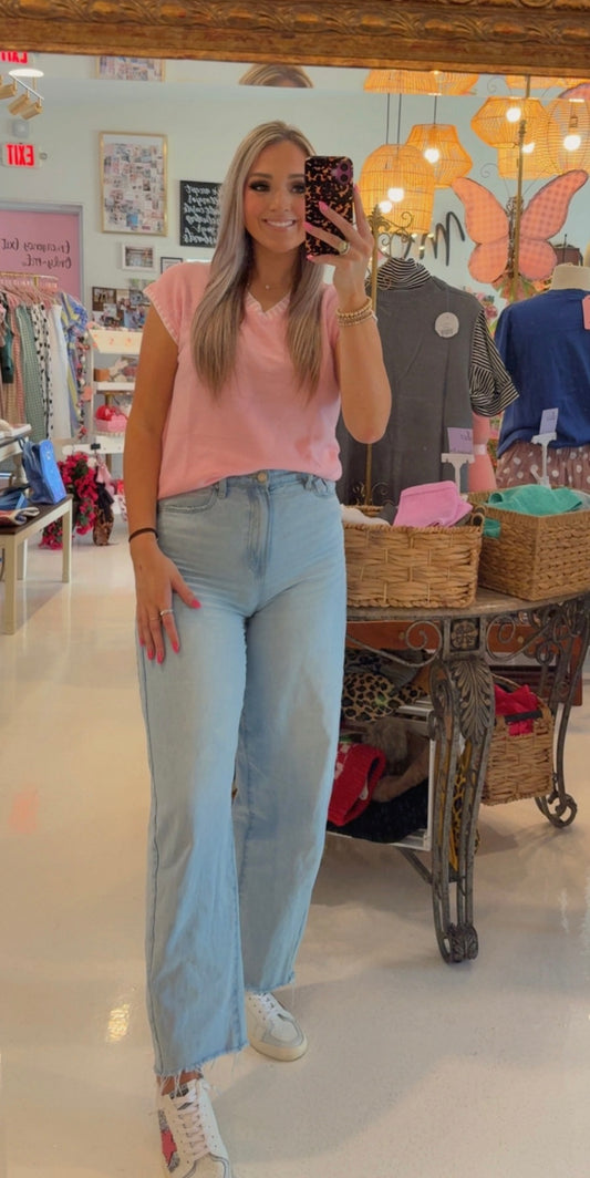 V-neck Short Sleeves Sweater Vest