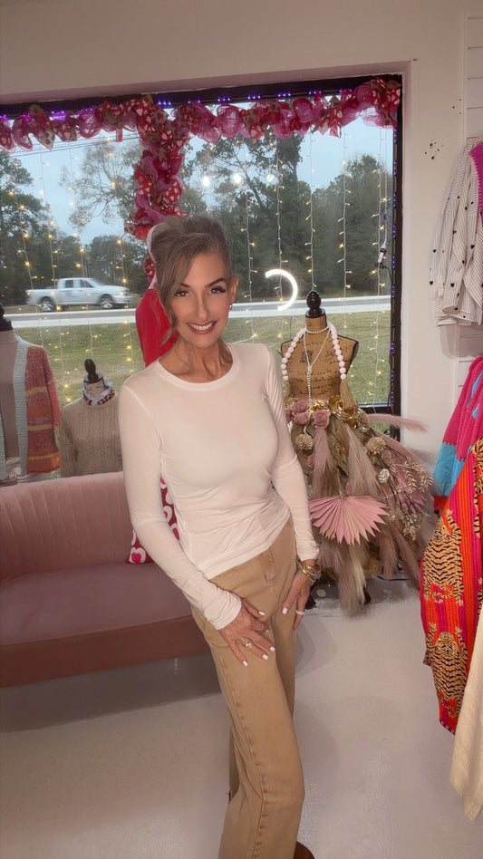 Long Sleeve Crew Neck Cotton Spandex Jersey Top