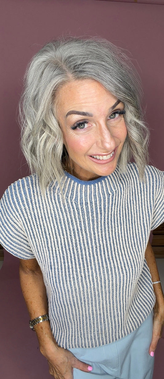 Two Tone Ribbed Knit Sweater Vest