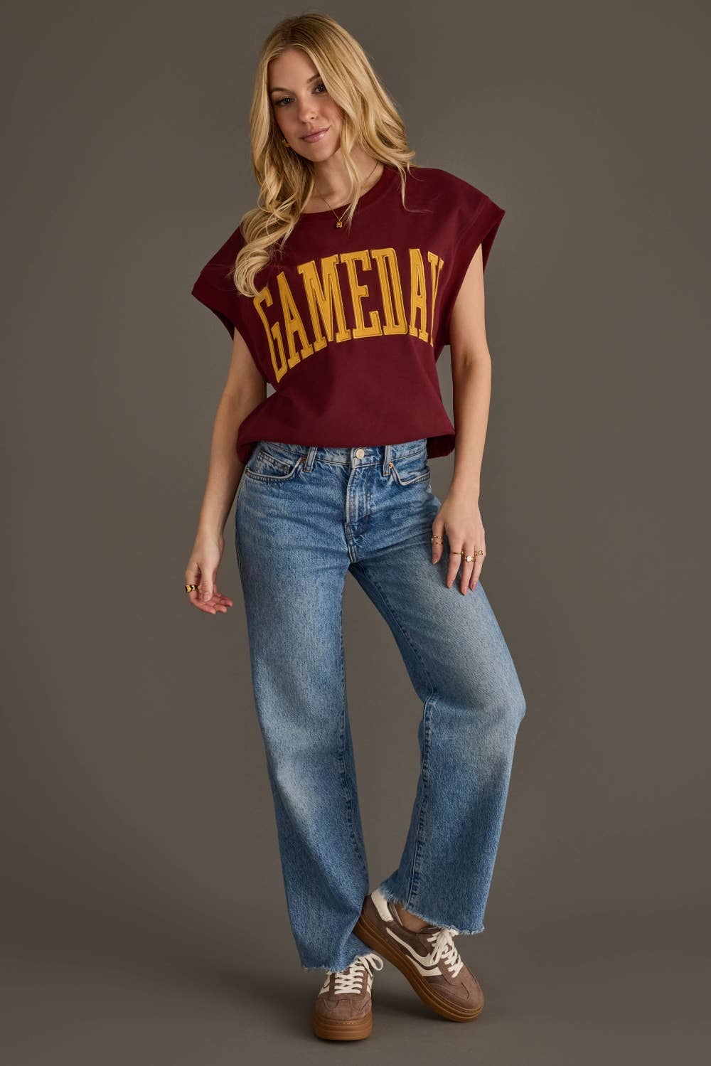 Maroon & Gold Game Day Short Sleeve Sweatshirt