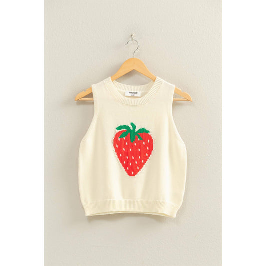 Strawberry Sleeveless Knit Top