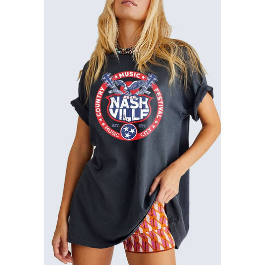 NASHVILLE MUSIC CITY OVERSIZED GRAPHIC TEE