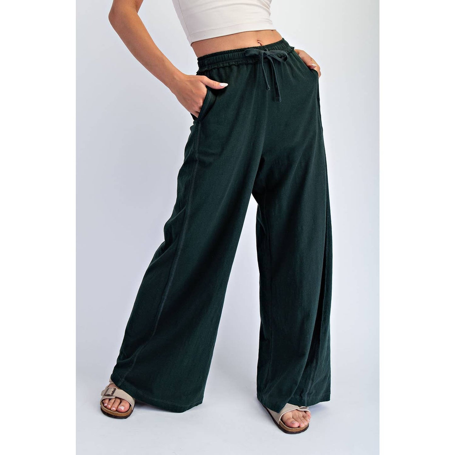 COTTON SLUB LOUNGING WIDE PANT