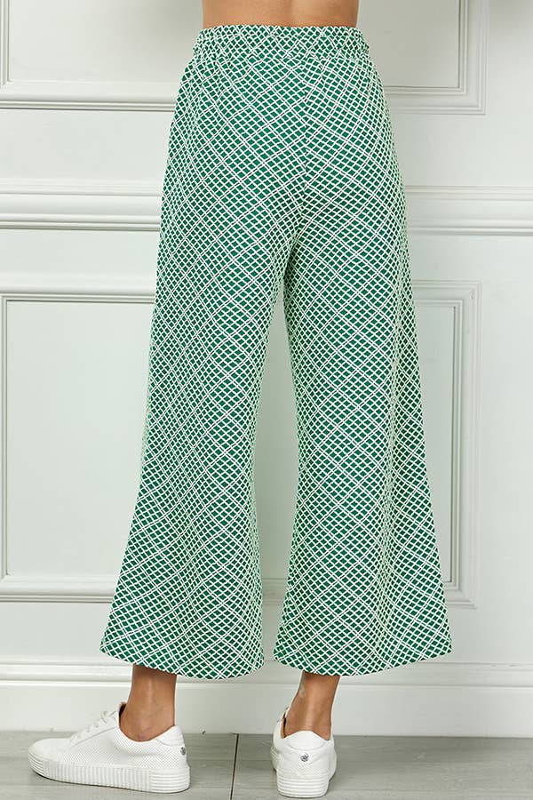 Vibran geo wide-leg pant with drawstring waist.
