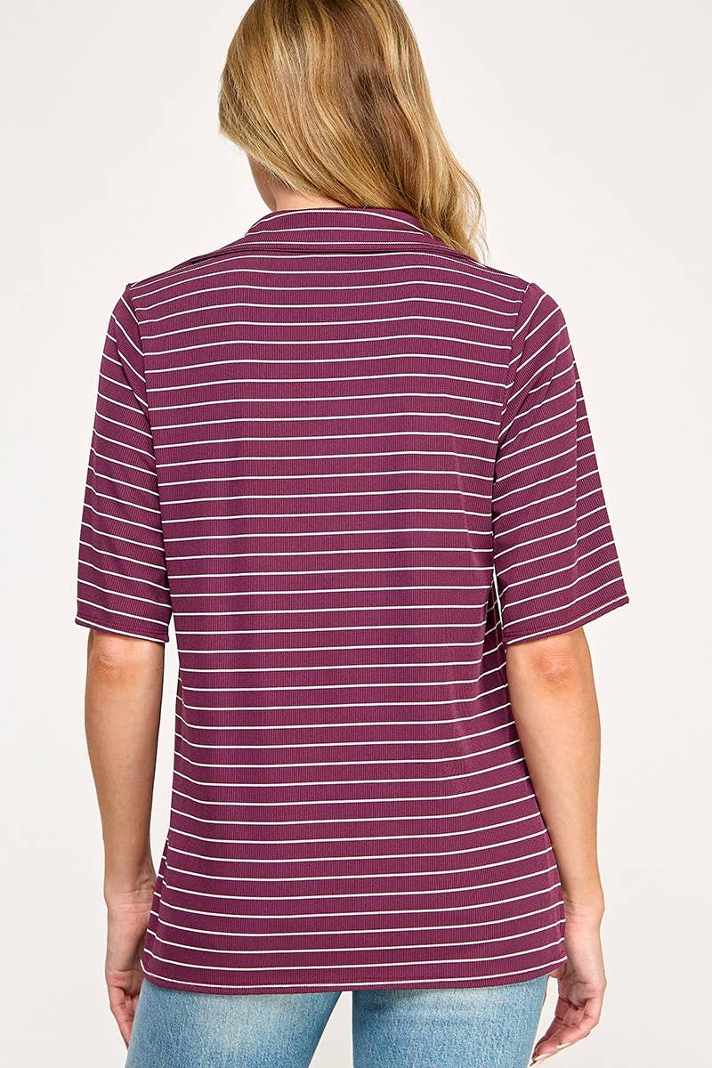 Stripe Collared Top