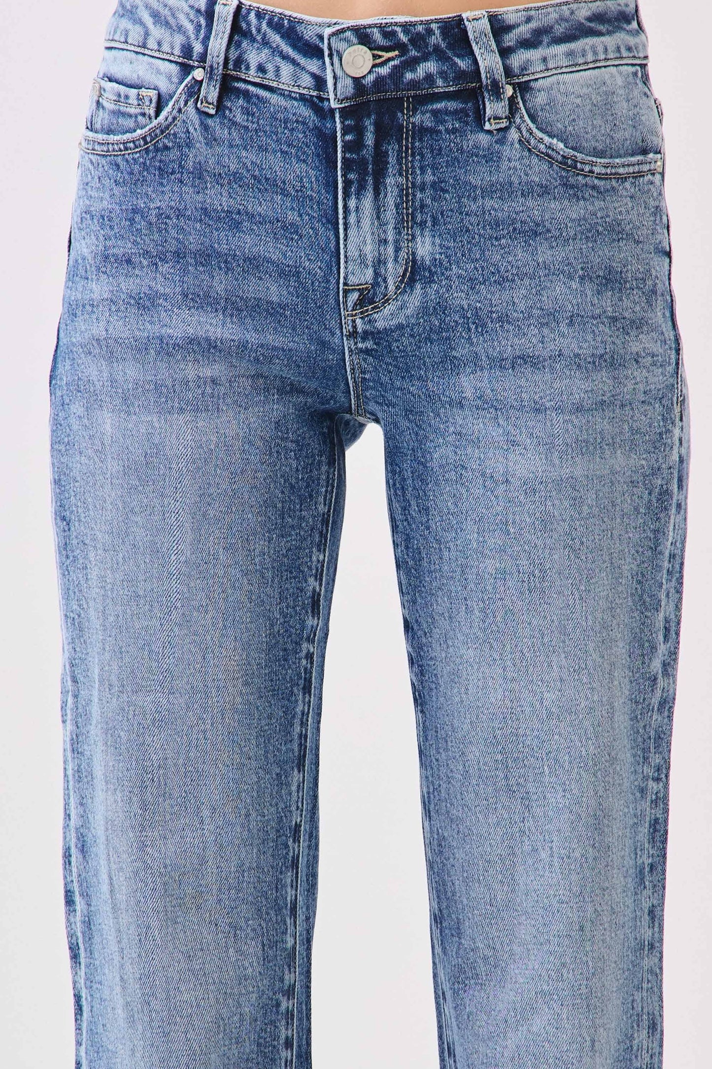 MID RISE COMFORT STRETCH TROUSER WIDE LEG JEANS