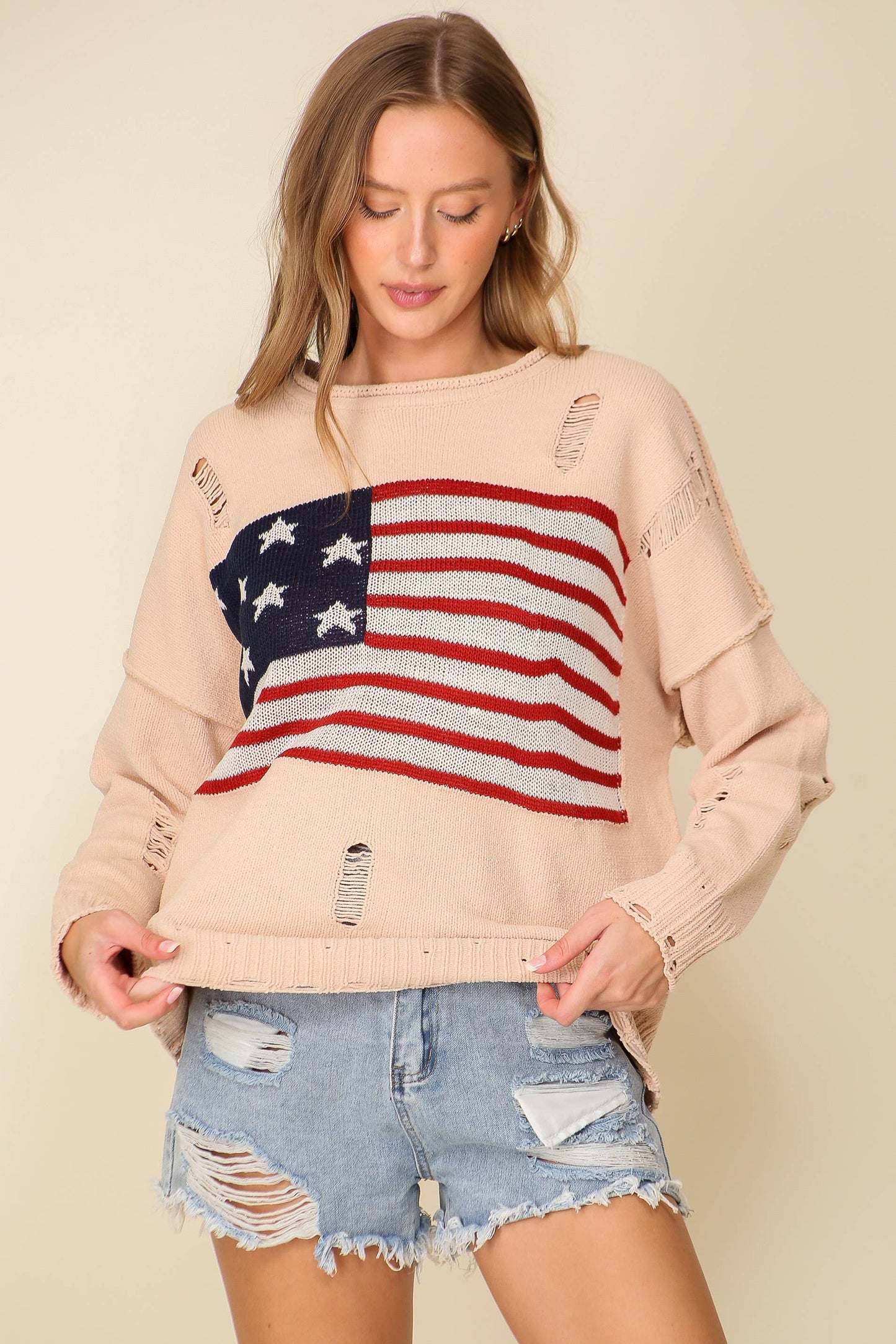 Distressed USA Americana Sweater 2