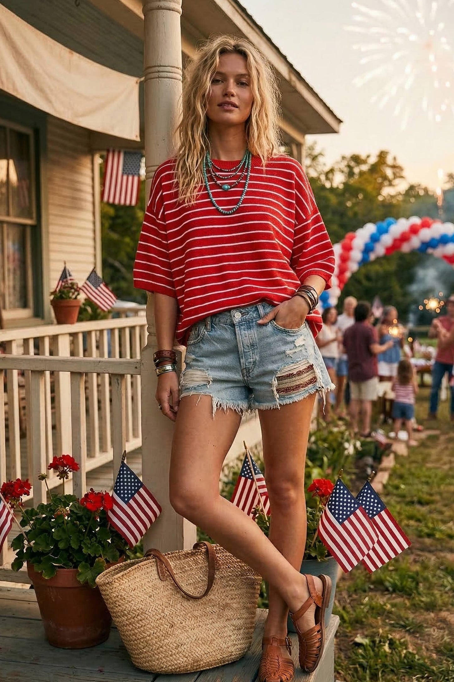 Oversized Lightweight Striped Sweater Top