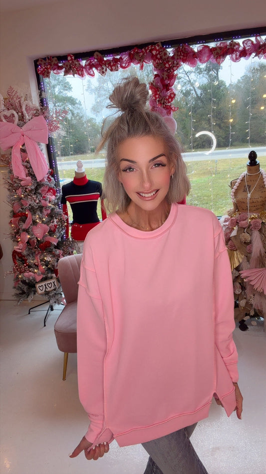 Ribbed Exposed Seam Baggy Pullover