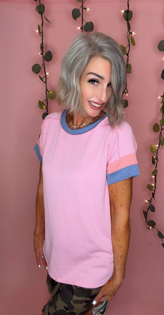 Ribbed Color Block Top -