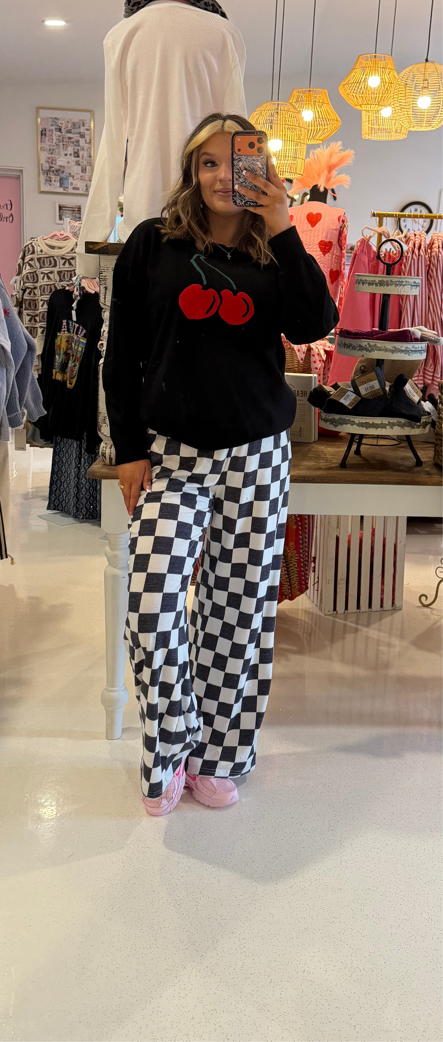 Playful Cherry Print Sweater